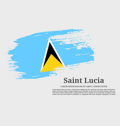 Saint Lucia Flag Grunge Brush And Poster