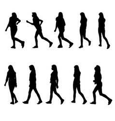 Group Of Running Women Silhouette