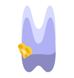 Heart Gem Yellow Tooth Icon Isometric