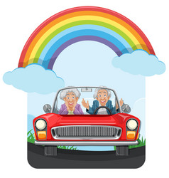 Joyful Grandparent In Convertible Car Under