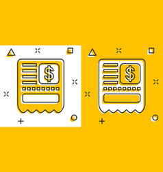 Money Check Icon In Comic Style Checkbook Cartoon