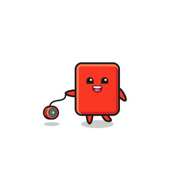 Cartoon Of Cute Red Card Playing A Yoyo