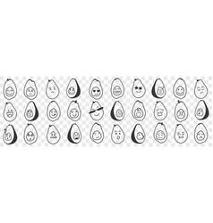 Funny Avocado Emoji Doodle Set