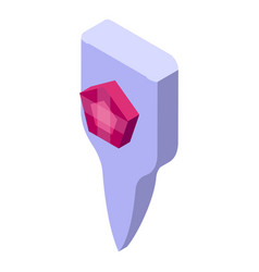 Ruby Tooth Design Icon Isometric Oral