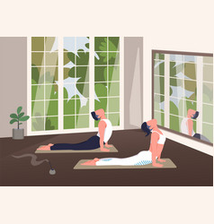 Indoor Yoga Class Flat Color