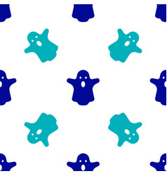 Blue Ghost Icon Isolated Seamless Pattern