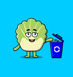 Cartoon Chinese Cabbage Throwing Trash In Trash