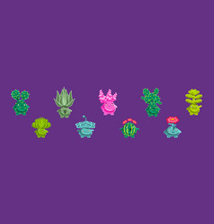 Cute Funny Plant Character With Fantasy Succulent