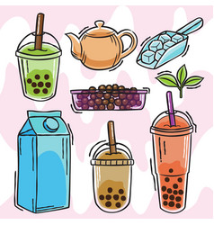 Boba Bubble Milk Tea Doodle Design