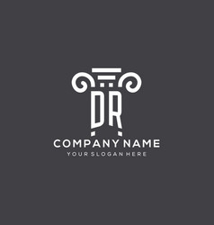 Monogram Dr Logo For Law Firm With Pillar Icon