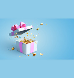 Open Present Box With Golden Confetti