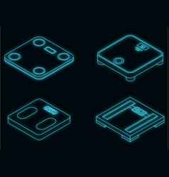 Weigh Scales Icons Set Neon