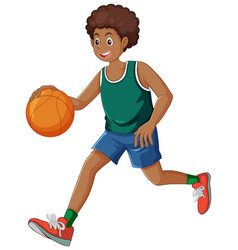 African American Puberty Boy Playing Basketball