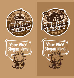 Boba Bubble Milk Tea Logo Design