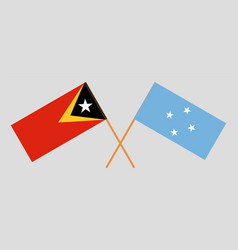 Crossed Flags Of East Timor And Micronesia