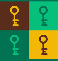 Pop Art Old Key Icon Isolated On Color Background