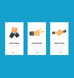 Teamwork Hand Gestures Flat Icon Set