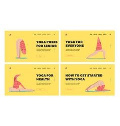 Elderly Female Characters Yoga Poses Landing Page