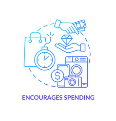 Encourages Spending Blue Gradient Concept Icon