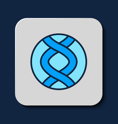 Filled Outline Dna Symbol Icon Isolated On Blue