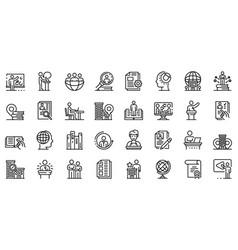 Internship Icons Set Outline Style