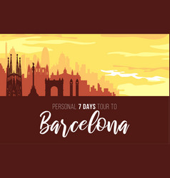 Placard With Famous Barcelona City Scape