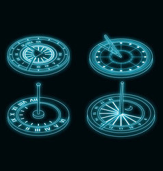 Sundial Icons Set Neon