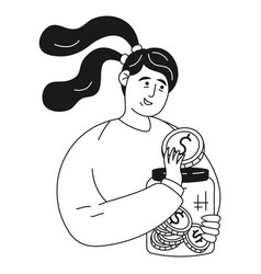 Financial Character Girl Throwing A Coin