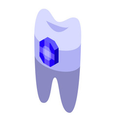 Gemstone Blue Tooth Icon Isometric Dentist