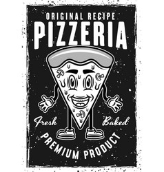 Pizzeria Vintage Black Poster Template With Pizza