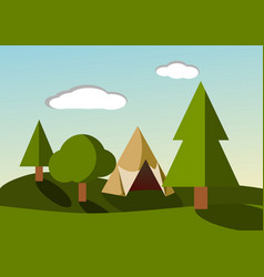 Camping Tent Icon On A Green Background