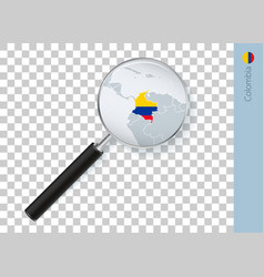 Colombia Map With Flag In Magnifying Glass