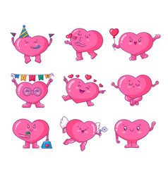 Funny Cartoon Heart In Different Poses