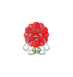 Sad Chinese Red Flower Cartoon Mascot Style