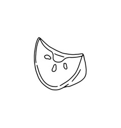 Apple Slice Segment In Black Line Art