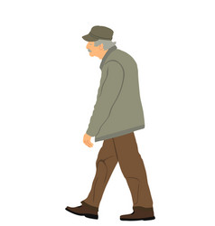 Old Man Walking Isolated Grandfather