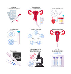 Flat In Vitro Fertilization Ivf Icon Set