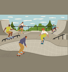 Group Of Teenage Children Skateboarding At Urban