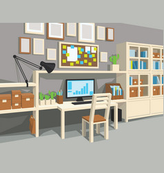 Interior of workplace in cartoon style Royalty Free Vector