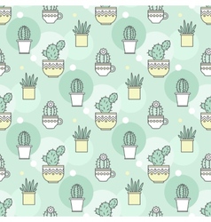 Green succulent plants seamless pattern background