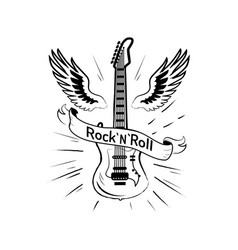 Rock n roll guitar and wings Royalty Free Vector Image