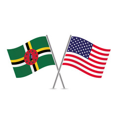 Dominica And America Crossed Flags