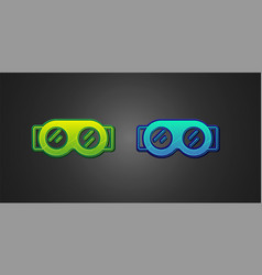 Green And Blue Welding Glasses Icon Isolated