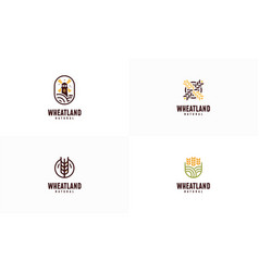 Set Of Grain Wheat Field Logo Concept Agriculture