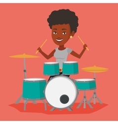 Woman Playing On Drum Kit