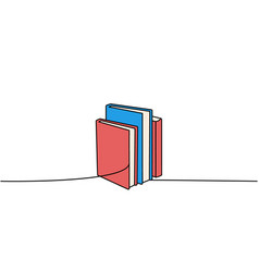 Stack Of Books One Line Colored Continuous Drawing