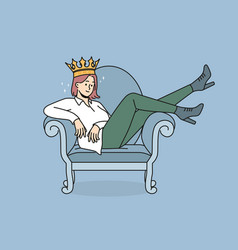 Confident Woman In Crown Sitting On Chair