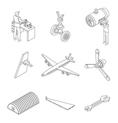 Aircraft Repair Icons Set Outline