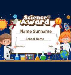 Certificate template for science award Royalty Free Vector