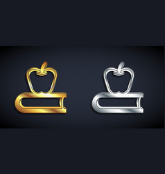 Gold And Silver Book With Apple Icon Isolated